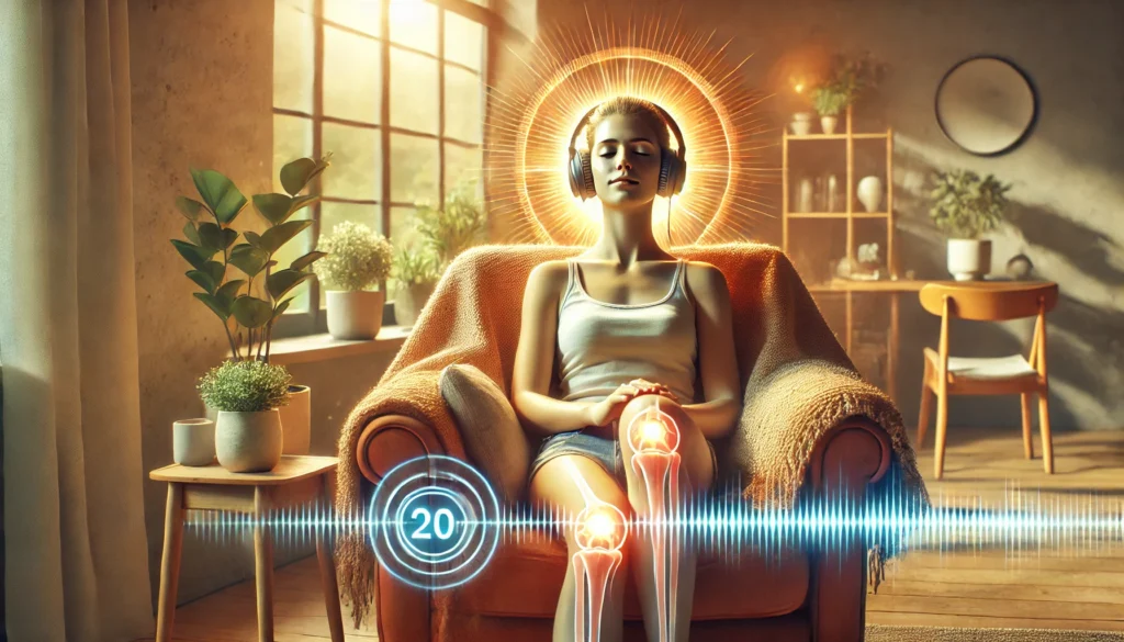 person relaxing with headphones in a daily 20-minute listening